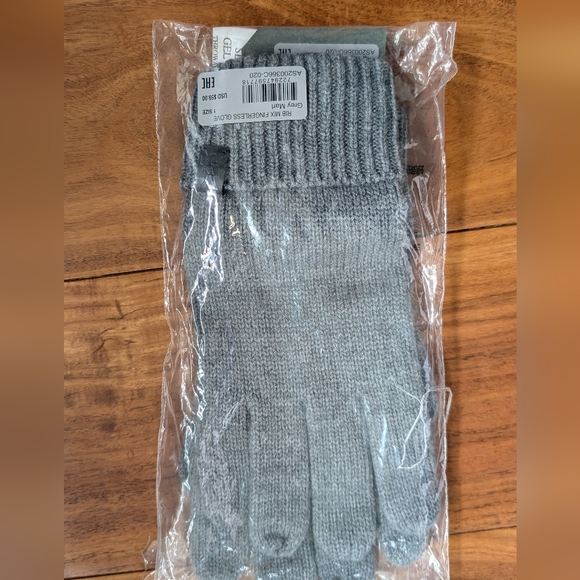 All Saints Rib Gloves Wool Blend Grey Marl Gloves New With Tags ❤️ - Picture 2 of 6